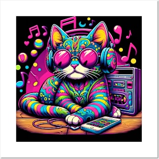 Trippy Music Cat Posters and Art